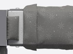 Letti gemelli Pottery Barn Belden con ripiano testiera Modello 3D