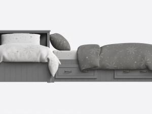 Pottery Barn Belden Twin Beds with Headboard Shelf 3D-Modell