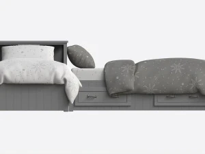 Letti gemelli Pottery Barn Belden con ripiano testiera Modello 3D