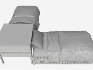 Letti gemelli Pottery Barn Belden con ripiano testiera Modello 3D