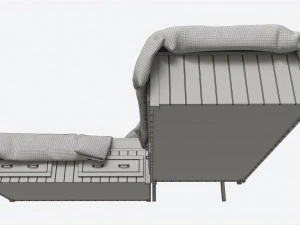 Letti gemelli Pottery Barn Belden con ripiano testiera Modello 3D