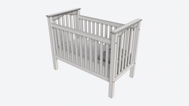 Pottery Barn Kendall Convertible Crib 3D Model in Bedroom 3DExport