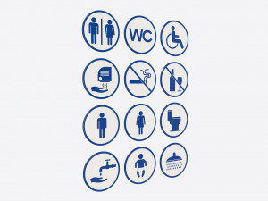 Public Spaces Warning Round Sign Set Modelo 3D