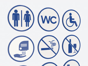 Public Spaces Warning Round Sign Set Model 3D