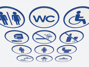 Public Spaces Warning Round Sign Set Model 3D