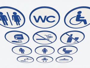 Public Spaces Warning Round Sign Set 3D Model