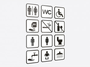 Public Spaces Warning Square Sign Set Modelo 3D