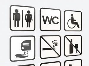 Public Spaces Warning Square Sign Set 3D Model