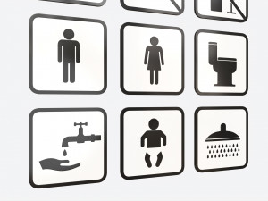 Public Spaces Warning Square Sign Set 3D Model
