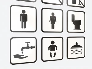 Public Spaces Warning Square Sign Set 3D Model