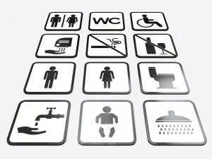 Public Spaces Warning Square Sign Set 3D Model