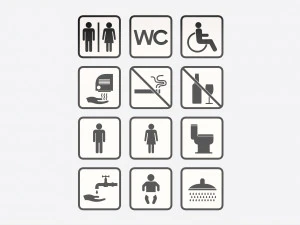 Public Spaces Warning Square Sign Set 3D Model