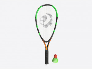 Speedminton Racquet with Shuttlecock 3D Model