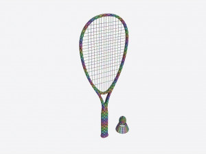 Speedminton Racquet with Shuttlecock Modelo 3D