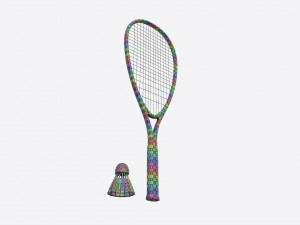Speedminton Racquet with Shuttlecock Modelo 3D