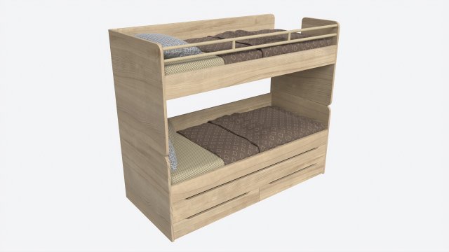 Bunk Bed for Children with Storage Model 3D .c4d .max .obj .3ds .fbx .stl .blend 