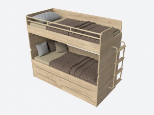 Bunk Bed for Children with Storage Model 3D