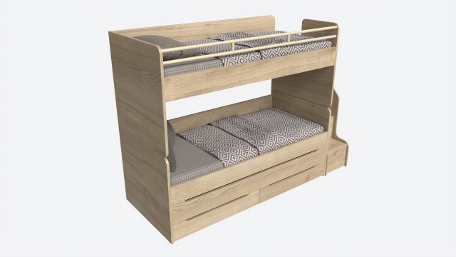 Bunk Bed for Children with Storage and Boxes Modèle 3D .c4d .max .obj .3ds .fbx .stl .blend