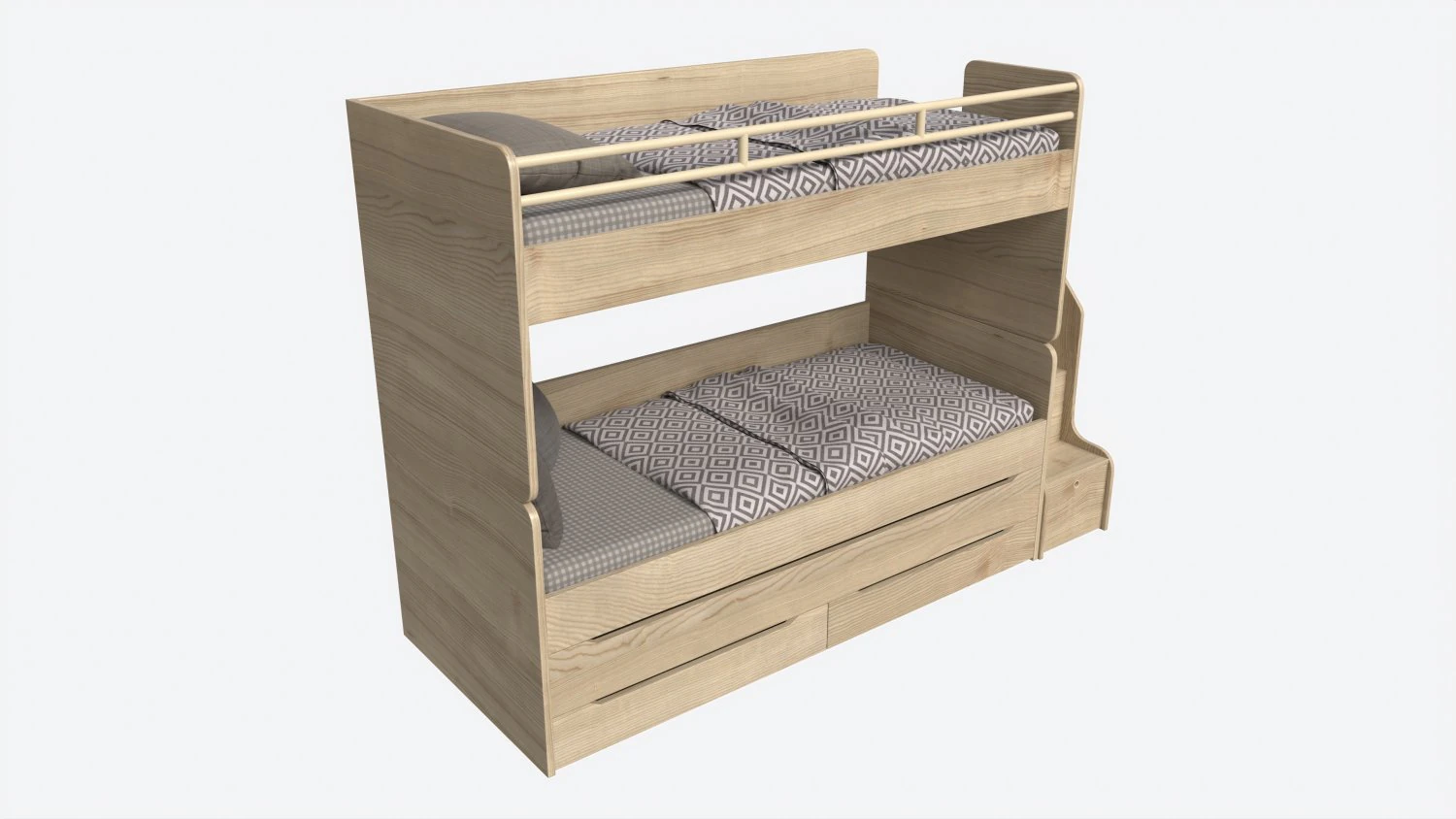 Bunk Bed for Children with Storage and Boxes 3D Model .c4d .max .obj .3ds .fbx .stl .blend