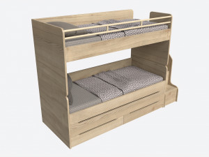 Bunk Bed for Children with Storage and Boxes Modelo 3D