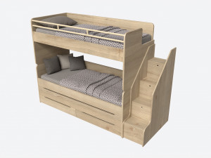 Bunk Bed for Children with Storage and Boxes Modèle 3D