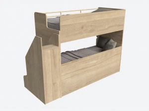 Bunk Bed for Children with Storage and Boxes 3D Model