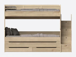 Bunk Bed for Children with Storage and Boxes 3D Model