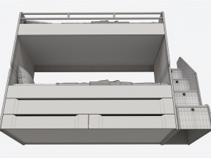 Bunk Bed for Children with Storage and Boxes Modèle 3D