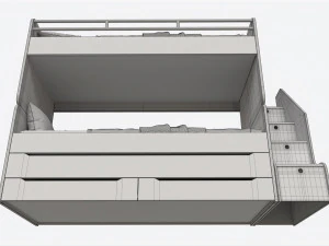 Bunk Bed for Children with Storage and Boxes 3D Model