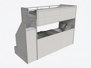 Bunk Bed for Children with Storage and Boxes 3D Model