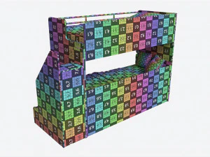 Bunk Bed for Children with Storage and Boxes 3D Model