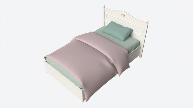 Children Bed with Decorated Headboard Modelo 3D .c4d .max .obj .3ds .fbx .stl .blend 