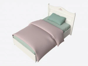 装飾ヘッドボード付き子供用ベッド 3Dモデル