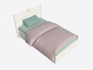 Children Bed with Decorated Headboard Modelo 3D