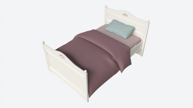 Children Bed with Decorated Headboard and Footboard Modello 3D .c4d .max .obj .3ds .fbx .stl .blend
