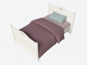Children Bed with Decorated Headboard and Footboard 3D Model