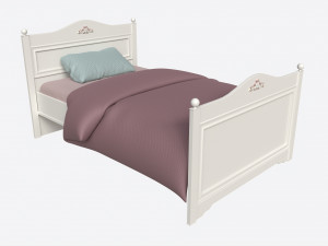Children Bed with Decorated Headboard and Footboard Modello 3D