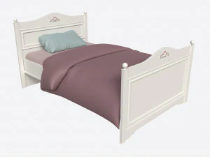 Children Bed with Decorated Headboard and Footboard 3D Model