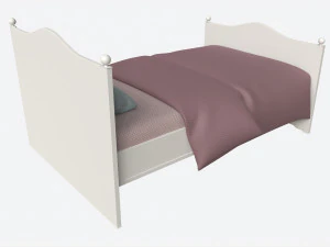 Children Bed with Decorated Headboard and Footboard 3D Model