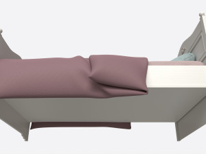 Children Bed with Decorated Headboard and Footboard Modello 3D