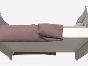 Children Bed with Decorated Headboard and Footboard 3D Model
