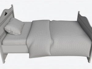 Children Bed with Decorated Headboard and Footboard 3D Model