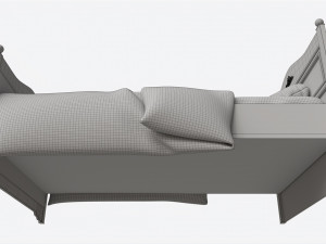 Children Bed with Decorated Headboard and Footboard Modello 3D