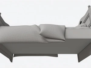 Children Bed with Decorated Headboard and Footboard 3D Model