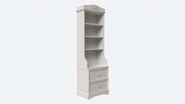 Children Decorated Bookcase with 2 Drawers 3D 模型 .c4d .max .obj .3ds .fbx .stl .blend 