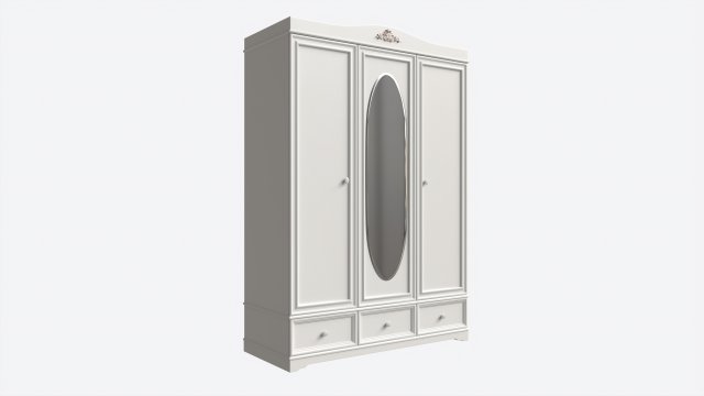 Children Decorated Wardrobe with Mirror and Drawers Modelo 3D .c4d .max .obj .3ds .fbx .stl .blend 