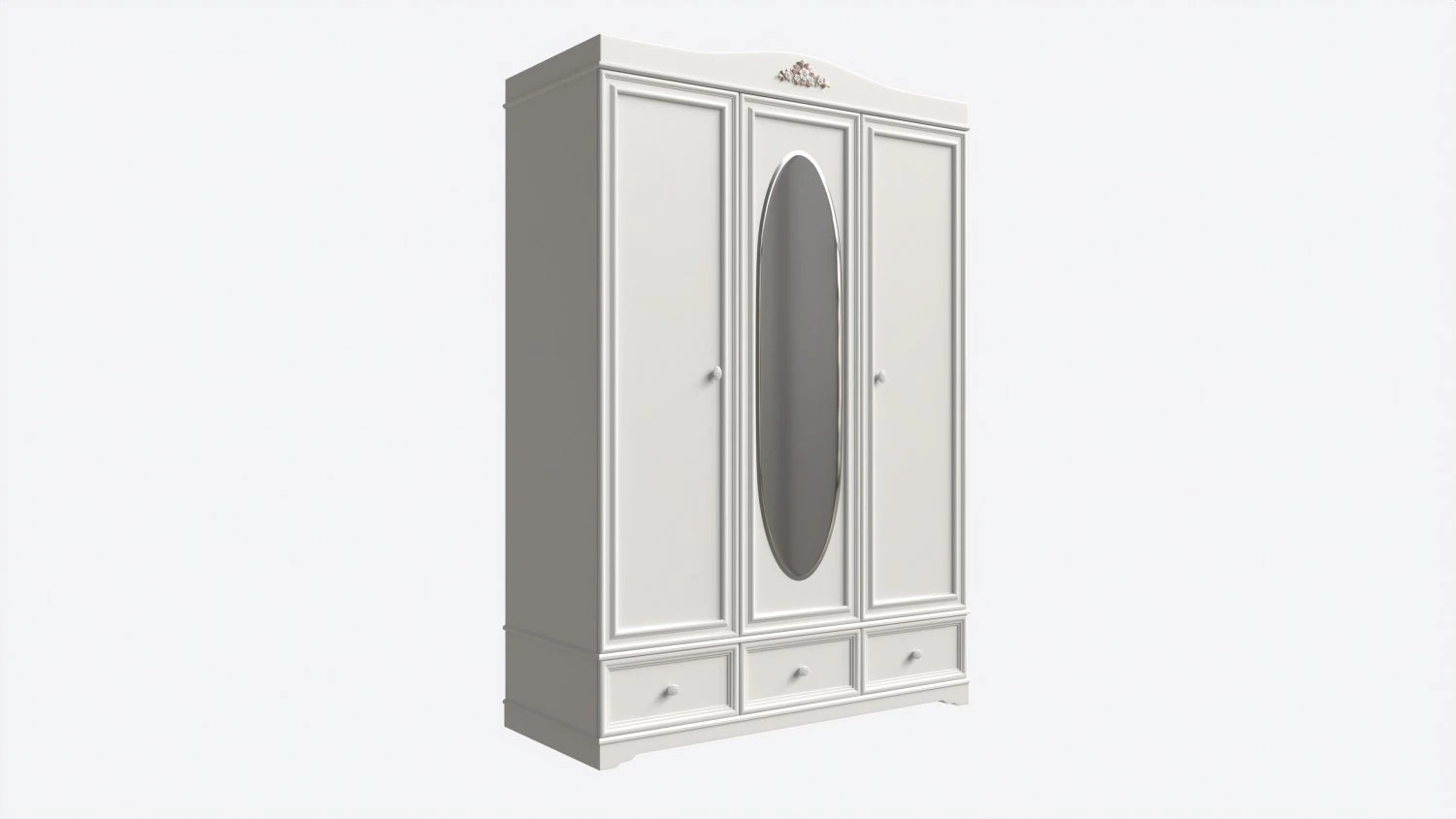 Children Decorated Wardrobe with Mirror and Drawers 3D Model .c4d .max .obj .3ds .fbx .stl .blend 