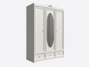 Children Decorated Wardrobe with Mirror and Drawers Modelo 3D