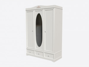 Children Decorated Wardrobe with Mirror and Drawers Modelo 3D