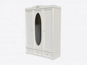 Children Decorated Wardrobe with Mirror and Drawers 3D Model